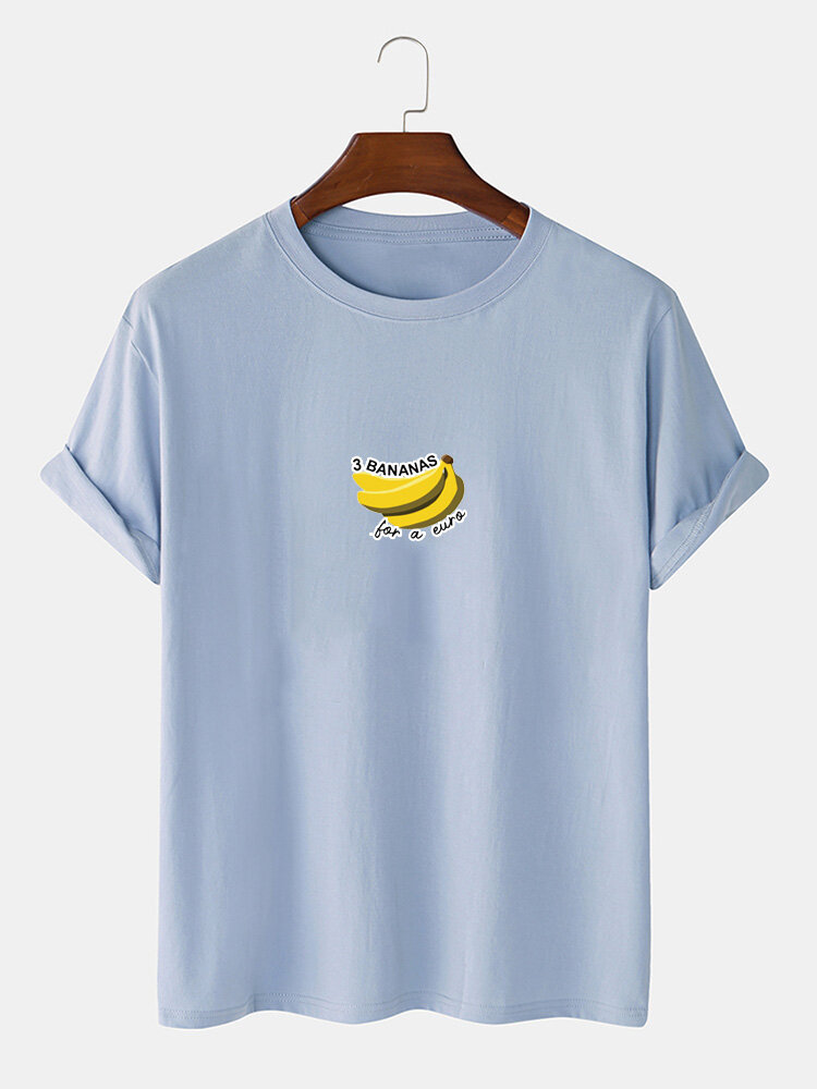 100 Cotton Fruit Banana Pattern Round Neck Short Sleeve Loose T Shirts