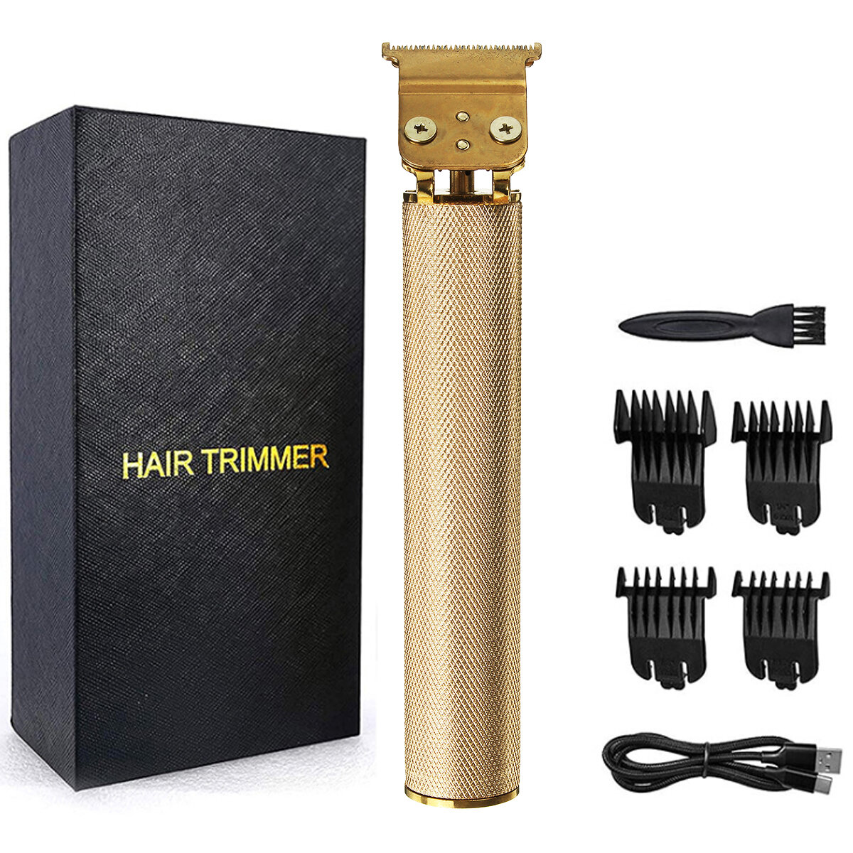 Gold Retro Electric Hair Clipper T-blade Rechargeable Baldheaded Hair Trimmer Long Battery Life Low 