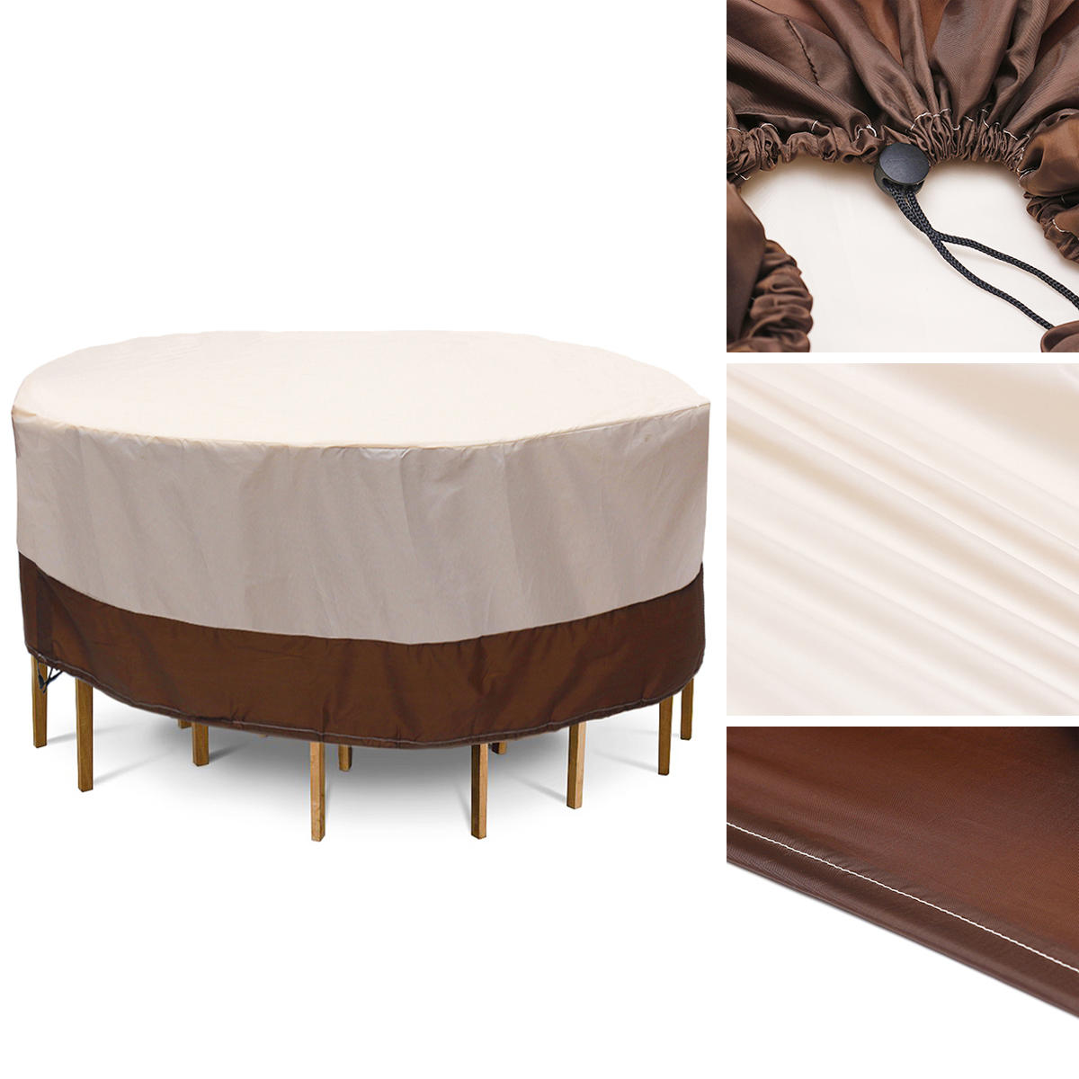 Les chaises de table extérieures de couverture ronde imperméable de meubles de patio mettent en place le protecteur de la poussière de pluie de sofa de sofa