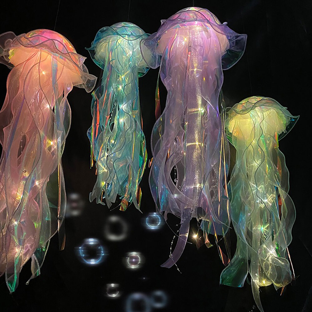 Imagen de Lámpara de medusa colorida: una decoración vibrante y única para el dormitorio - pantalla de lámpara hecha a mano con en