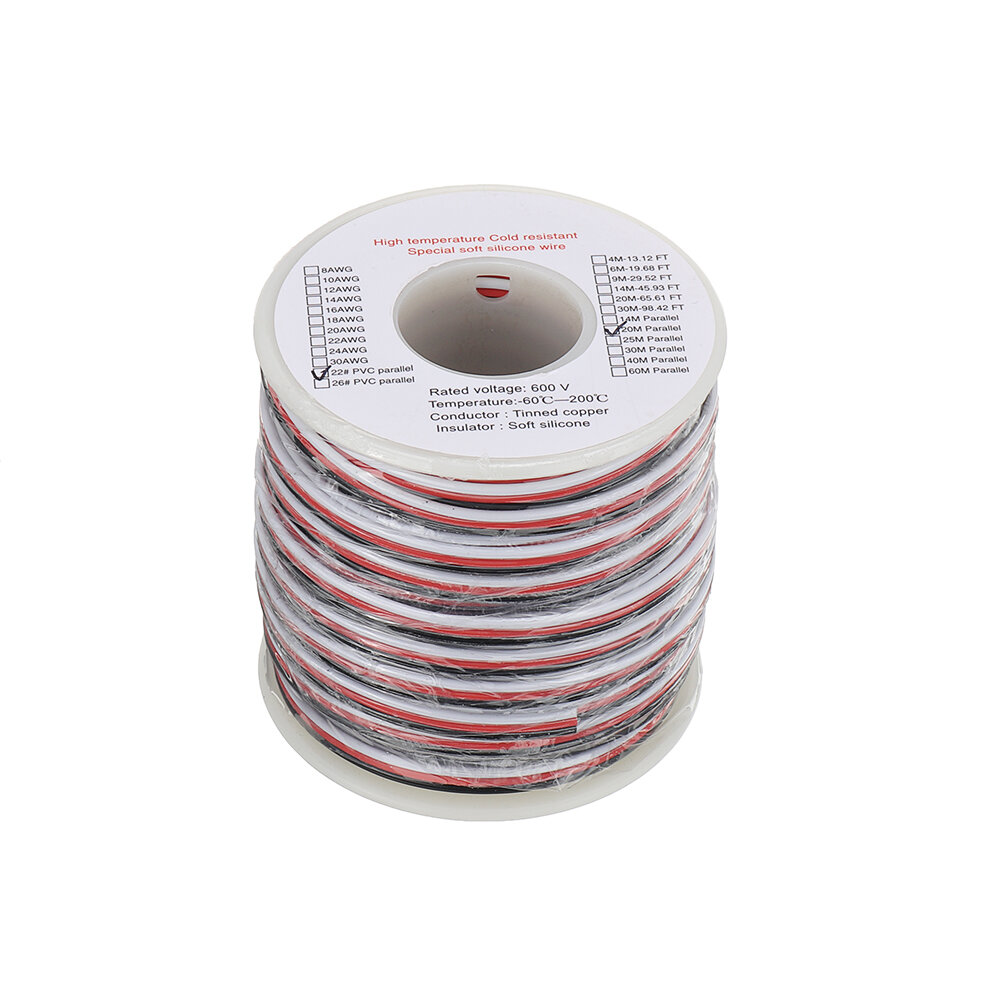 EUHOBBY 20m 22AWG Soft Silicone Line High Temperature Tinned Copper Wire Cable for RC Battery