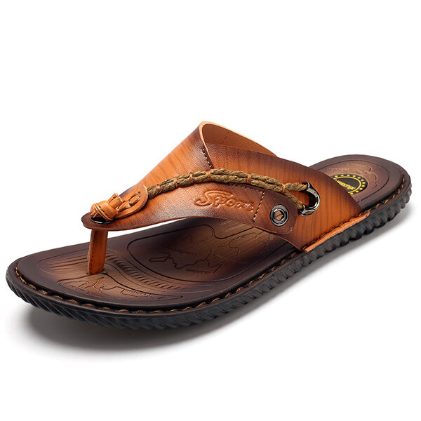 Men Leather Sandlas Flip Flops