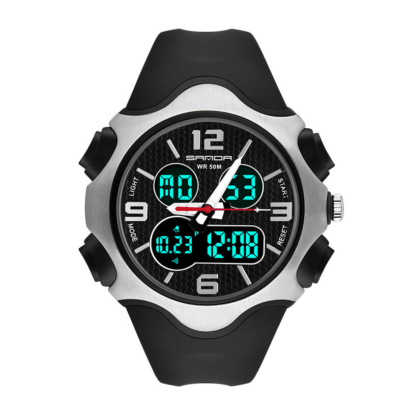 SANDA 799 Fashion 12/24 hours Stopwatch Timing Luminous Display Waterproof Men Dual Display Digital Watch