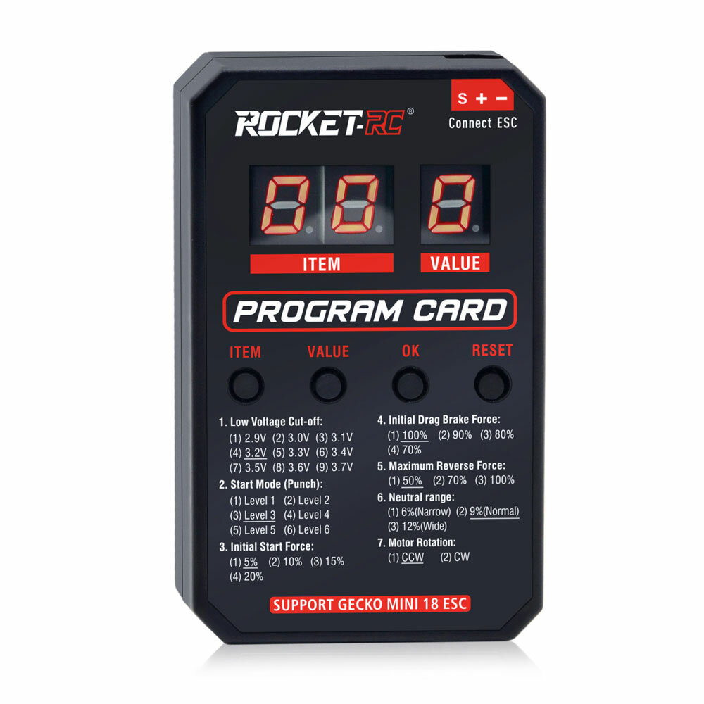 

Surpass Hobby ROCKET LED Program Card for Rock Crawler Gecko Series MINI 18 30A ESC Brushless Waterproof Electronic Spee