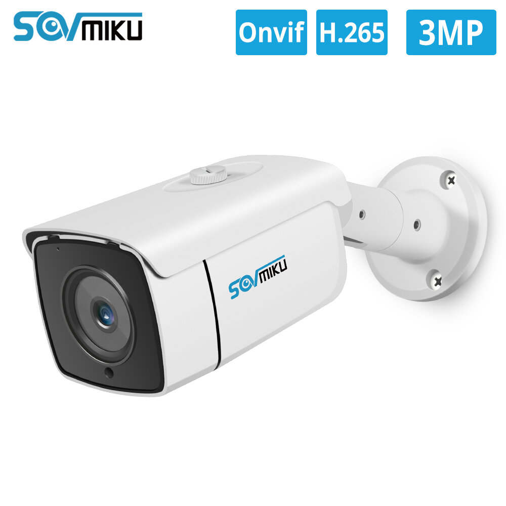 

SOVMIKU HT823-3.6 H.265 Audio POE IP Camera DC 12V 3MP Metal Case IP66 Waterproof Outdoor CCTV Camera Night Vision Secur