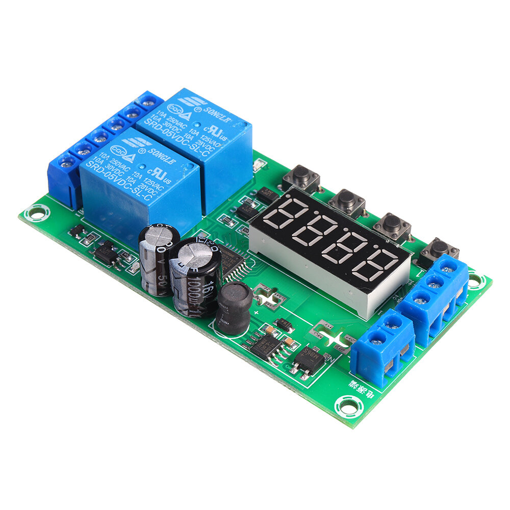2 Channel Delay Relay Module Pulse Trigger Power-off Cycle Timing Relay Module DC 7-30V