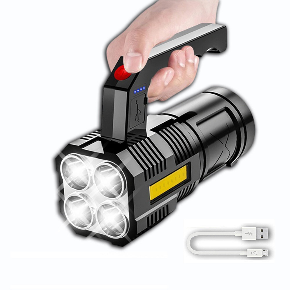 XANES? 5 Cores XPE+COB ABS Handheld Housing Flashlight Built-in Battery With Sidelight Powerful LED 