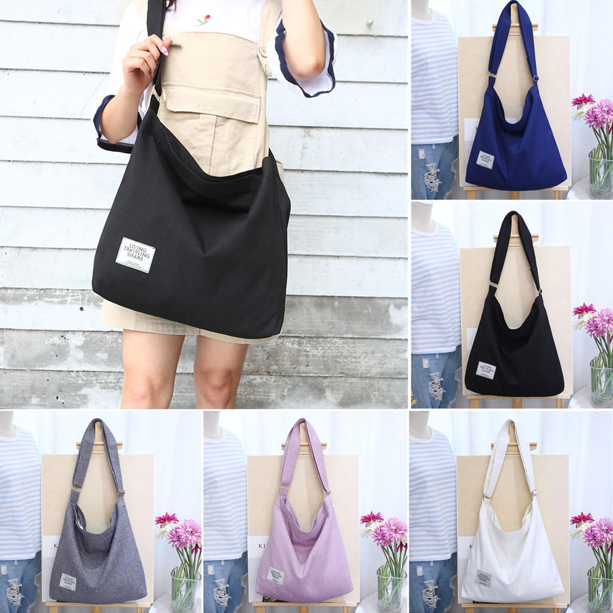 12L Women Large Canvas Handbag Shoulder Bag Tote Ladies Girl School Travel Bag