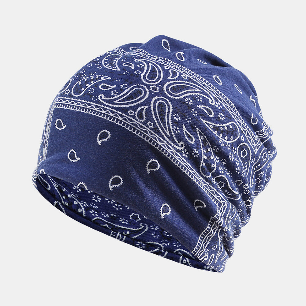 Women Cotton Multi-purpose Printing Beanie Cap Neck Gaiter Face Shield Hats Bandana