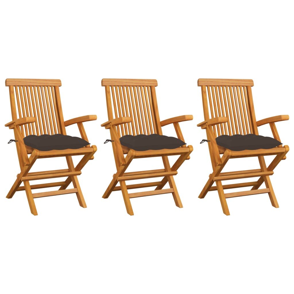 

Garden Chairs with Taupe Cushions 3 pcs Solid Teak Wood