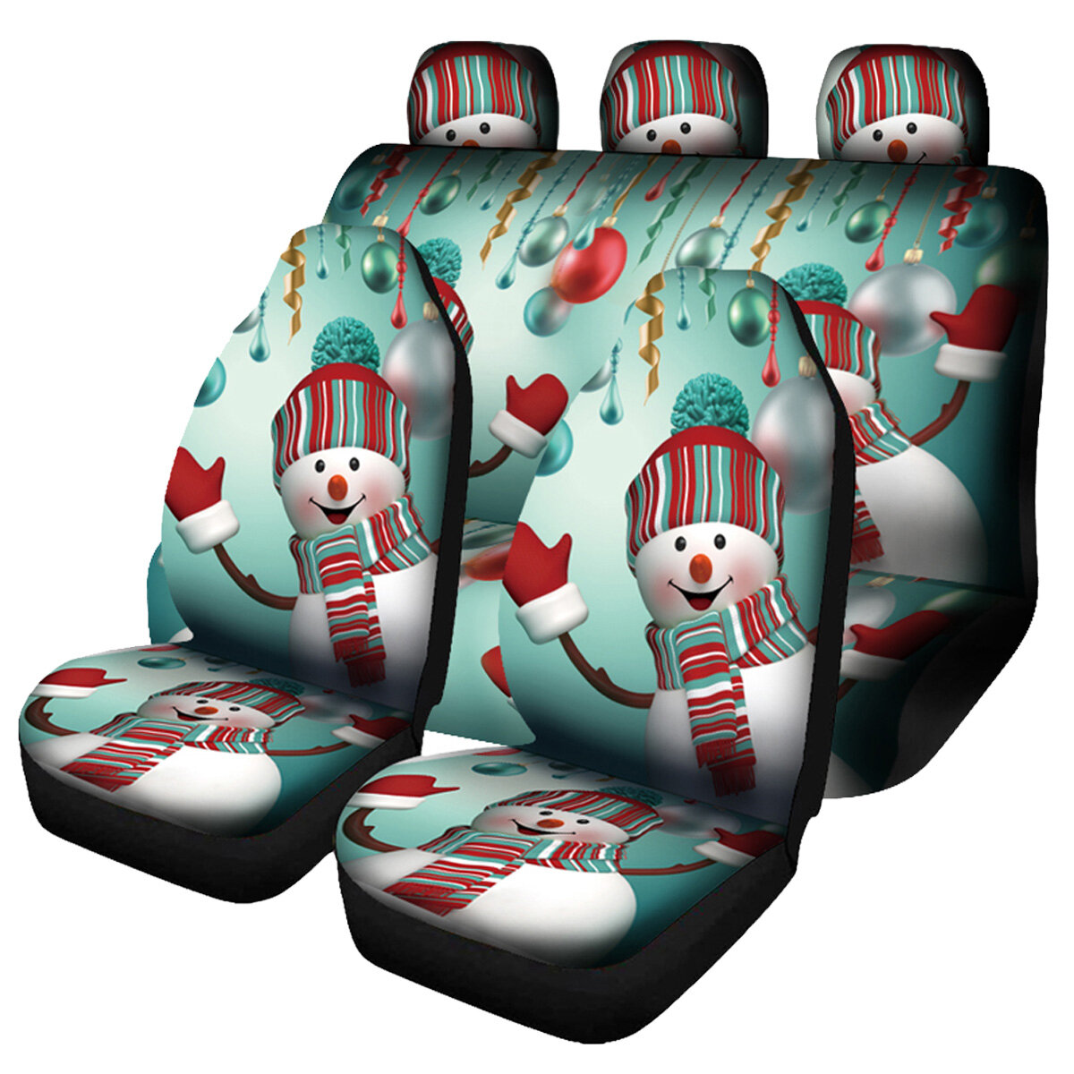 7PCS Christmas Print Car Auto Front Seat Cover Protector Universal Fit For SUV