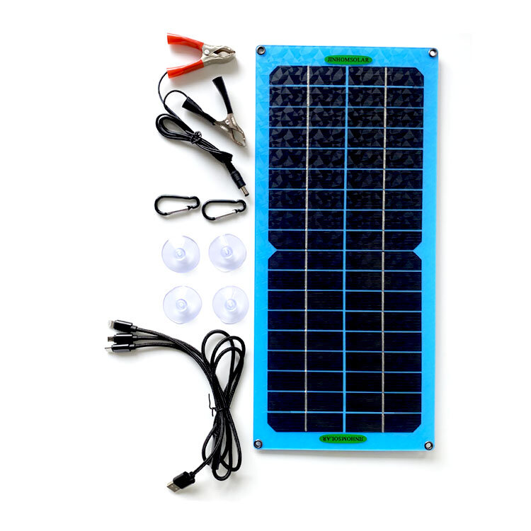 

JINHOMSOLAR 15W Solar Panel Monocrystalline Portable Emergency Charging Solar Charging Panel for Outdoor Camping Travel