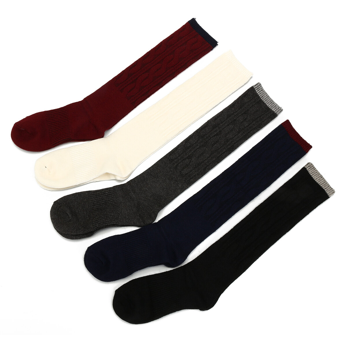 Damen Kniehohe Socken aus 100% Kaschmirwolle, warm, dick, weich und bequem für Winterstiefel