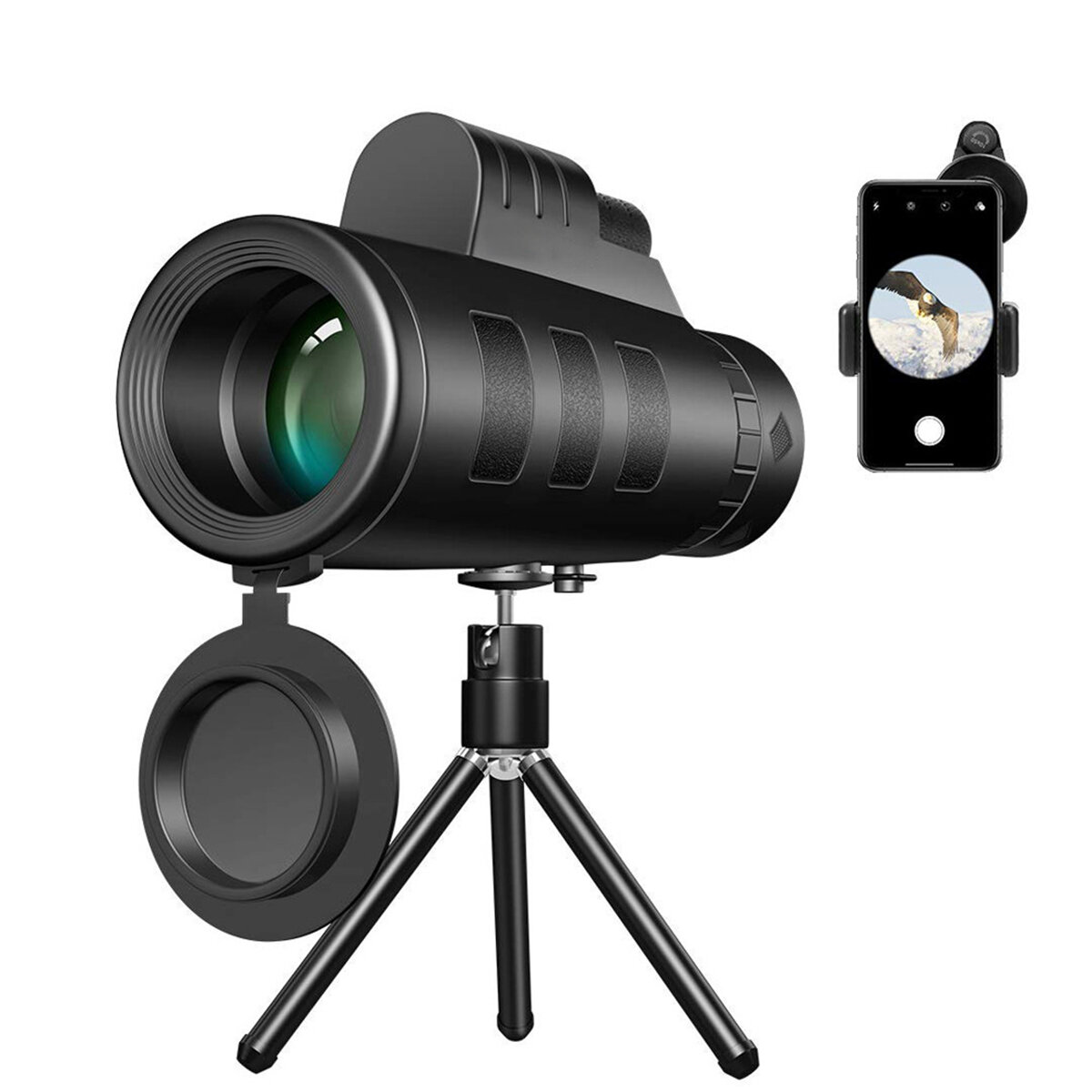 50X60 Zoom HD BAK4 Optique Large Sight Monocular Phone Observing Survey Télescope de camping + Clip de téléphone portable + Trépied
