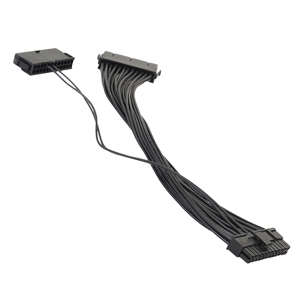 REXLIS 3384 Dual PSU-voeding 24-pins adapterkabel 30 cm ATX moederbordadapterkabel verlengkabel