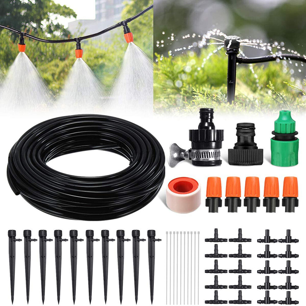 45Pcs 50ft/15m Drip Irrigation KitGarden Irrigation System with Distribution Tubing Hose Adjustable 