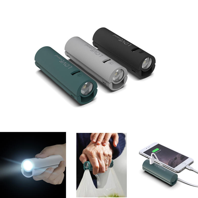 LOVExtend Rechargeable Flashlight 3000mAh Power Bank Portable Grip Ourdoor LED Night Light Mini Bike Light From Xiaomi Youpin - Black
