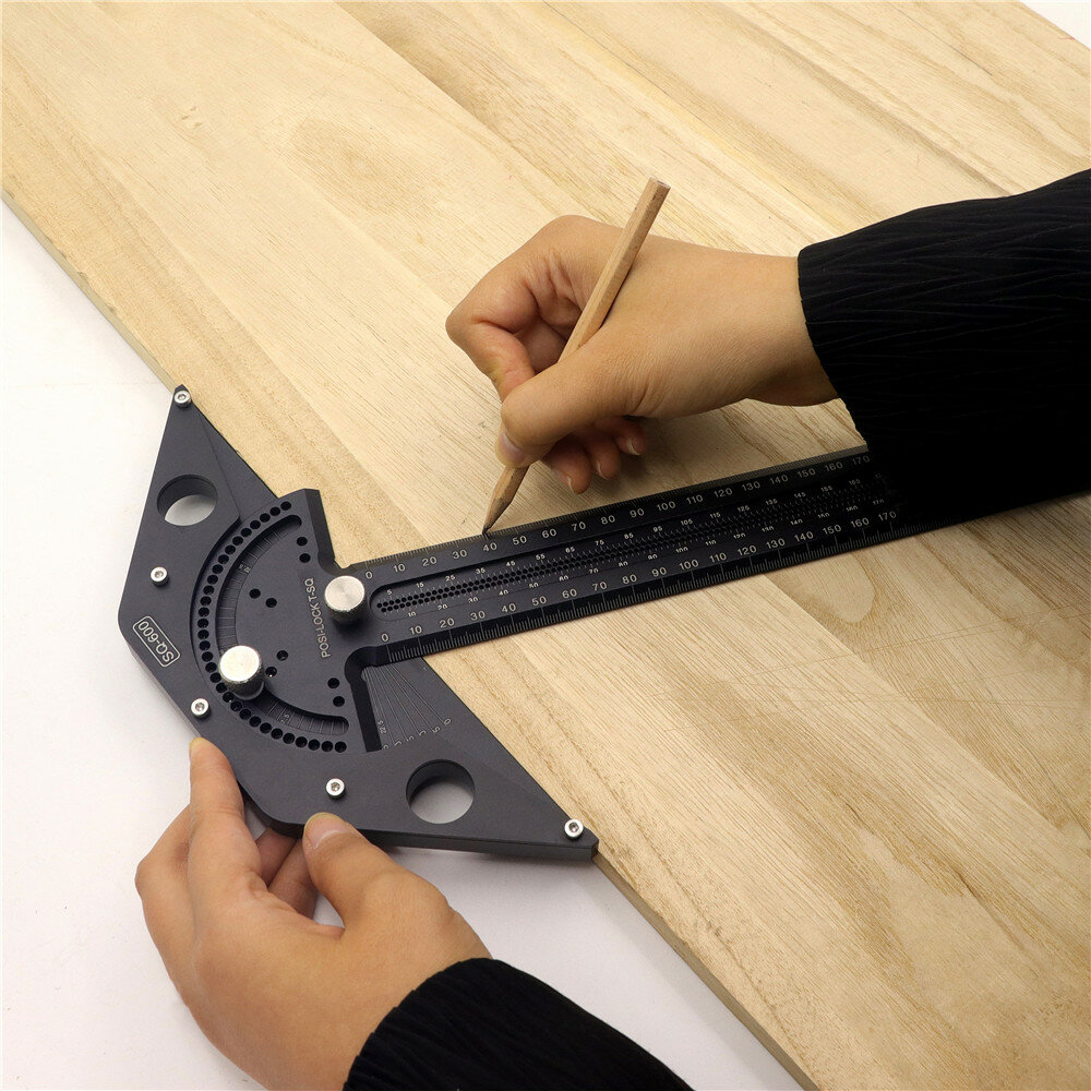 

DOCTORWOOD 600mm Woodworking Scriber Gauge Aluminum Alloy Angle positioning T Square Positive Lock Marking Ruler