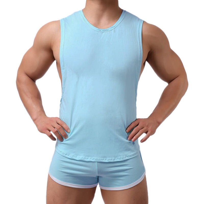 Férfi mellény rövidnadrág szett jogging sport póló lélegző gyors száraz felső fitnesz otthoni tréningruha alvás