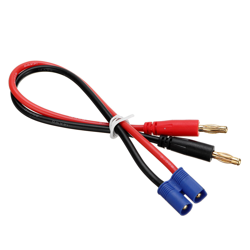 EUHOBBY 25cm 14AWG EC3 Male Plug to 4.0mm Banana Male Plug Silicone Charging Cable for Battery Charger