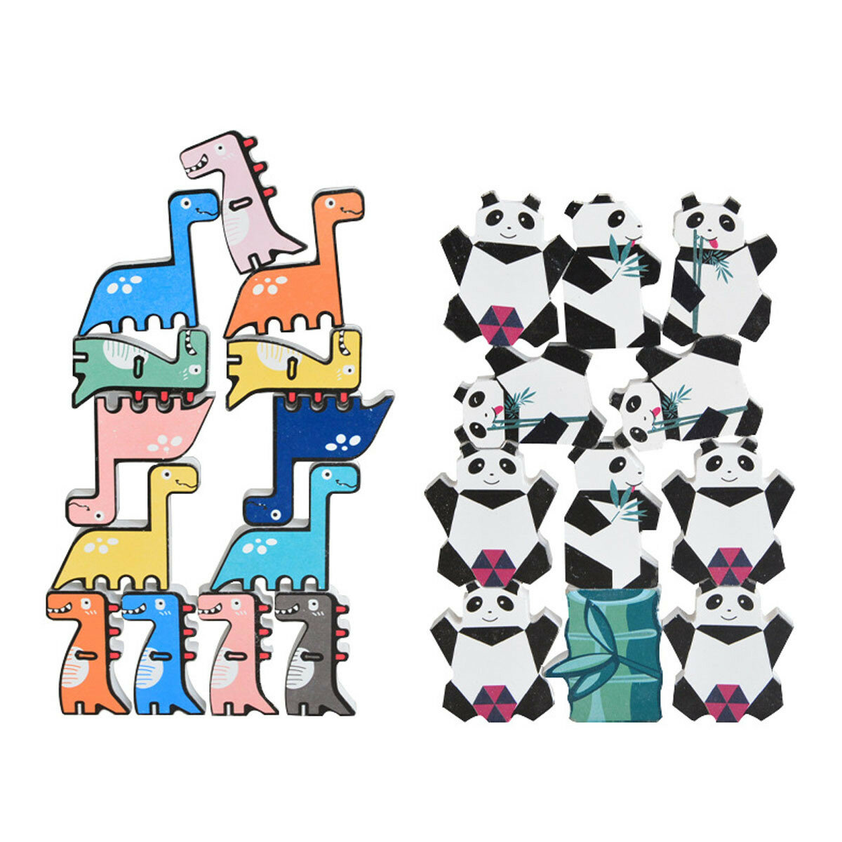 11/13 stuks creatief Panda dinosaurus houten stapelspel bouwstenen vroeg educatief speelgoed voor ki