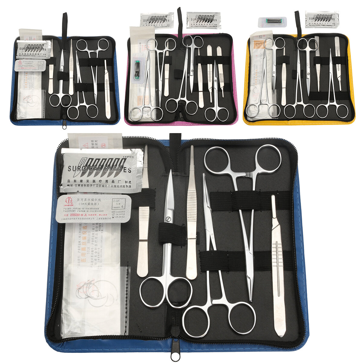 Practique el kit de sutura que incluye el paquete de curso de sutura desarrollado profesionalmente herramienta Bolsa