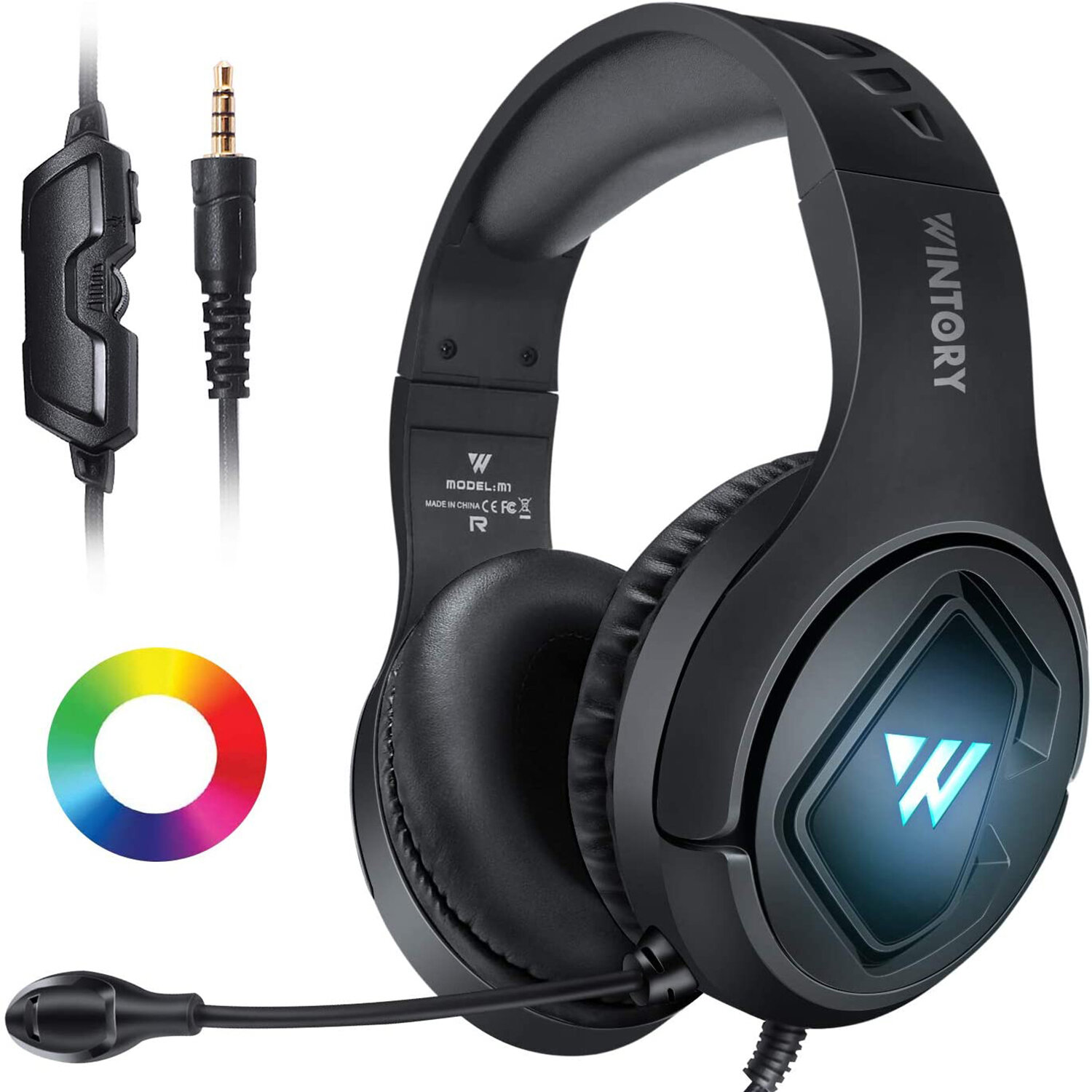 

Bakeey M1 Wired Gaming Headphones 40MM Drivers Stereo Surround Sound Noise Reduction Headset Luminous 3.5mm Adjustable H