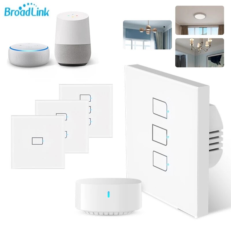 

BroadLink TC3 Smart Light Touch Switch EU/UK/US Standard 1/2/3 Gang With Two Way Control / APP Remote Control / Timer-Fu