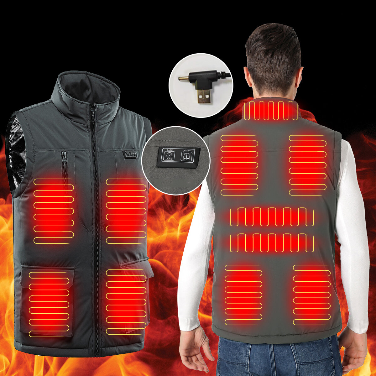 11 Zone Intelligent Heating Smart Electric Heated Vest Warm Comfortable Winter Heated Jacket for Adult