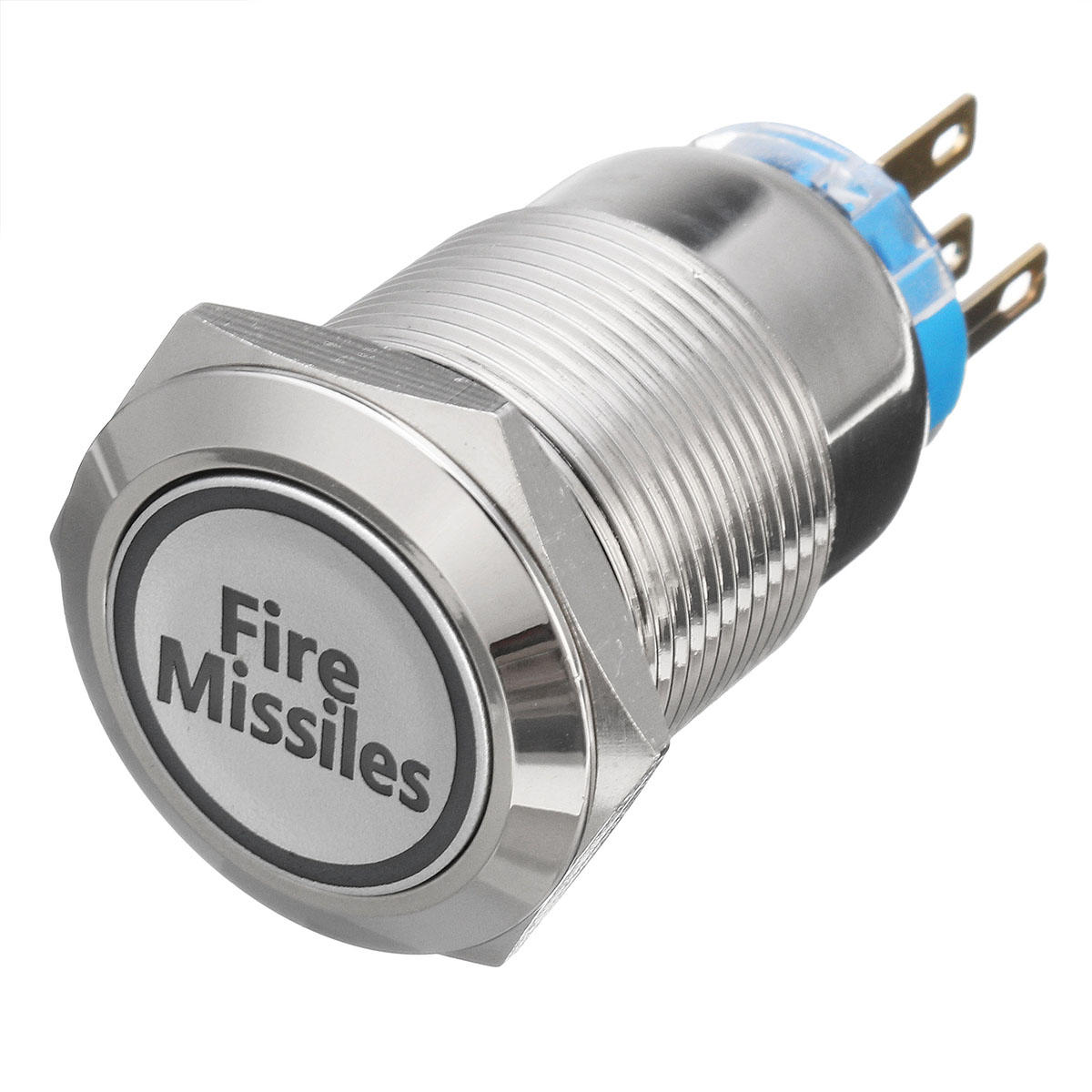 12V 19mm 5-pins zilveren brandroketten Metalen drukknopschakelaar LED-lichtmoment
