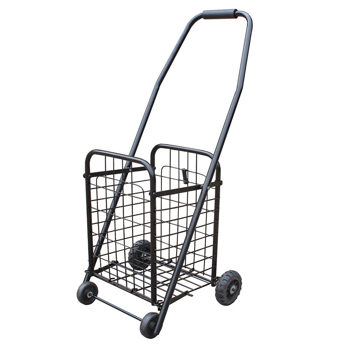 37x32x76cm 2 Wheel Portable Shopping Cart Folding Luggage Trolley Basket Grocery Cart Travel Market Trolley