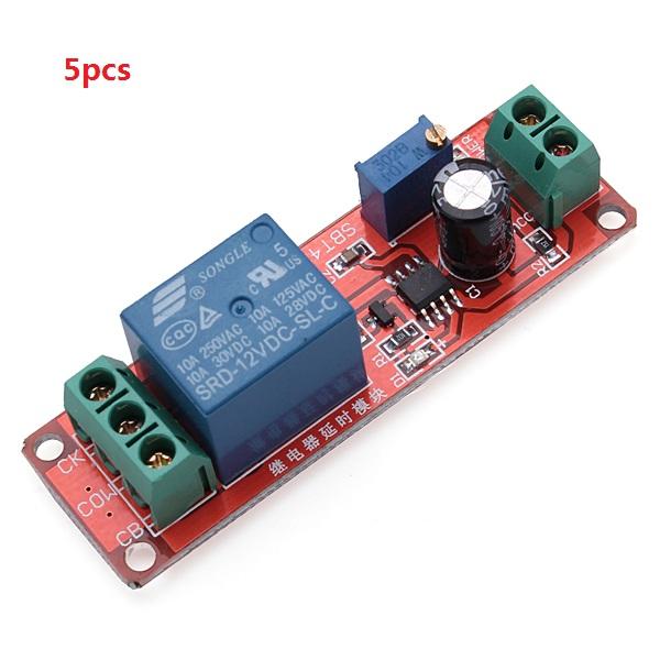 5 stuks Delay Timer Switch Instelbaar 0-10sec Met NE555 Electrical Input 12V 10A