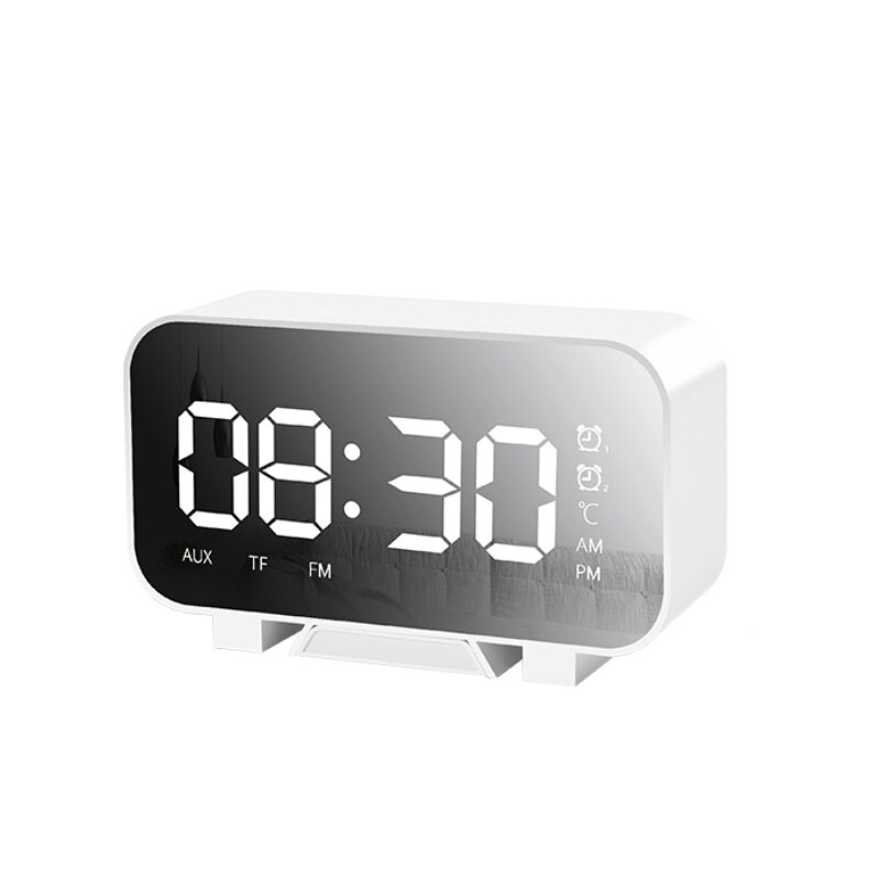 Multifunctional bluetooth 5.1 Subwoofer Speaker with Alarm Clock Mirror Clock Temperature Display Brightness Adjustable