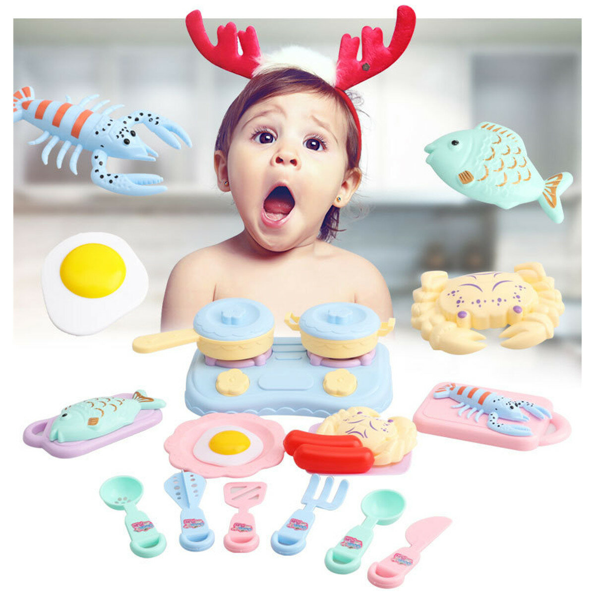 Kids DIY Kitchen Play Toys Simulation Kitchen Role Play Children Cooking Toys Gift