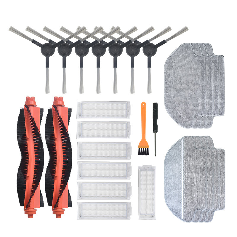 26pcs Replacements for Xiaomi Mijia STYTJ02YM MOP PRO Viomi V2 V3 Vacuum Cleaner Parts Accessories Main Brushes*2 Side B