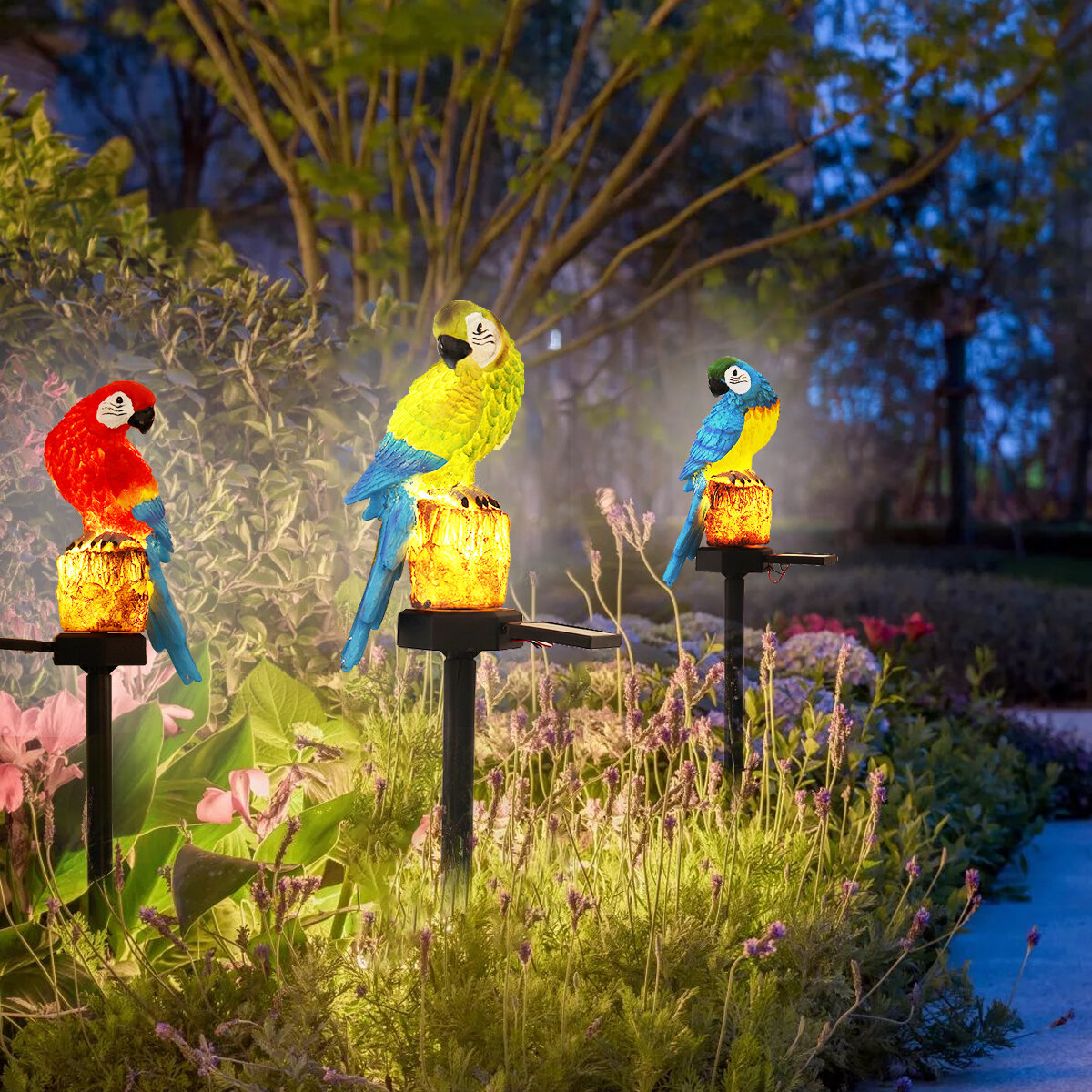 Solar LED Animals parrot Lawn Light Outdoor Garden Lawn Landscape Hanging Lamp 