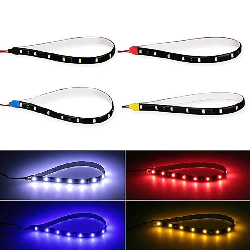 6Pcs DC12V LED Strip Lights Atmosphere Strip Lamp for Car Motorcycle Decorative Waterproof Multi Color