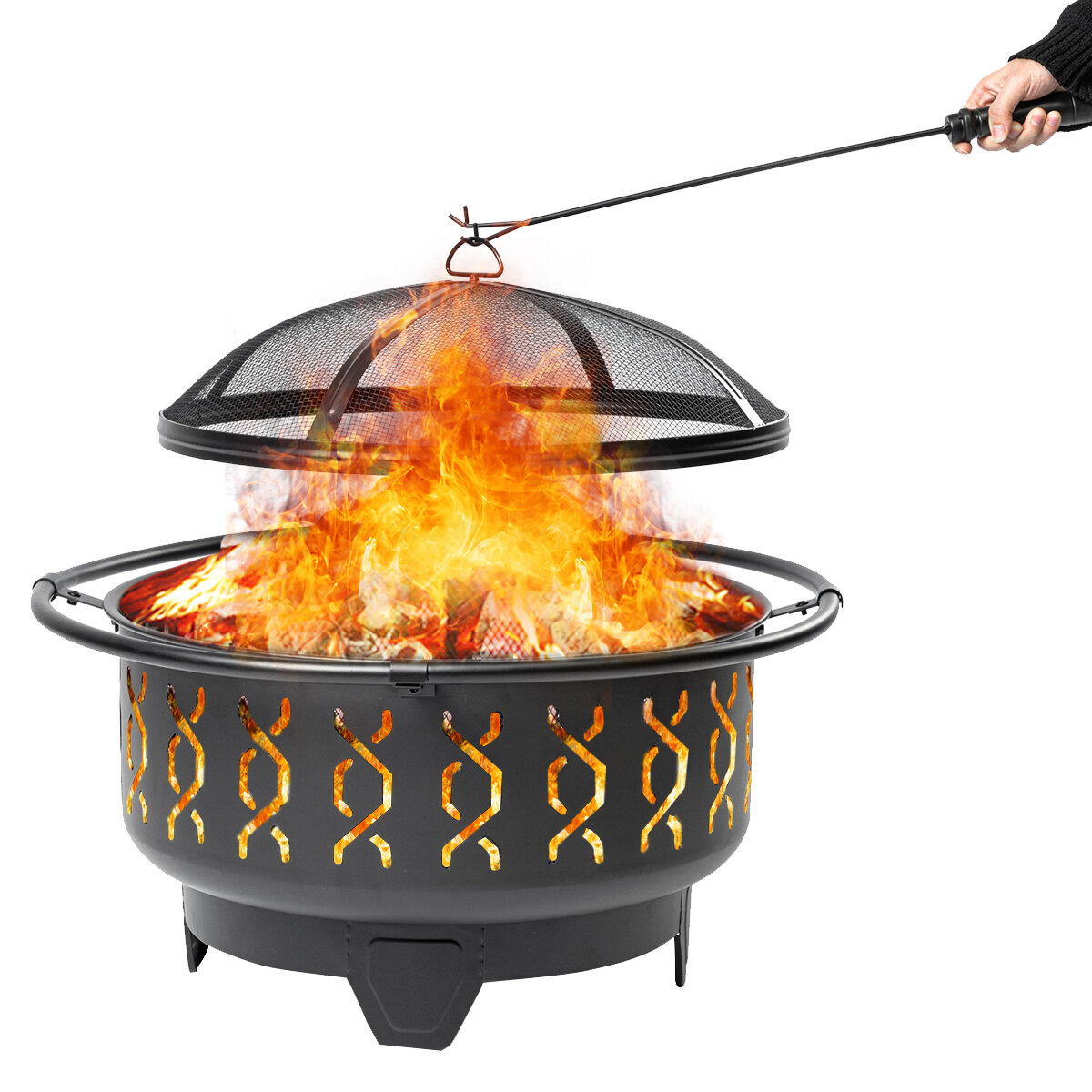 SinglyFire30 Inch Fire Pits for Outside Firepit Wood Burning Fire Pit Outdoor Steel Firepit Bowl for Patio Backyard Ca