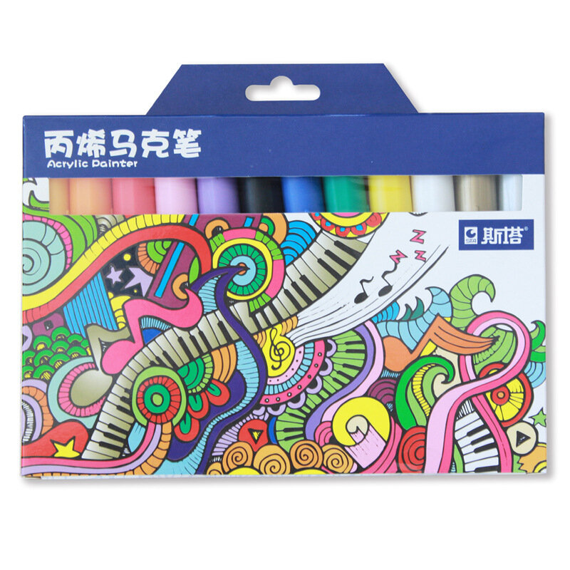 STA STA1000 Markeerstift Set 12/24 Kleuren / Pack Acrylverf Sketching Pennen Briefpapier Voor DIY Ma