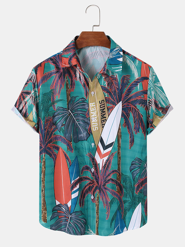 Men Palm Tree Vacation Soft Comfy Breathable All Matched Shirts