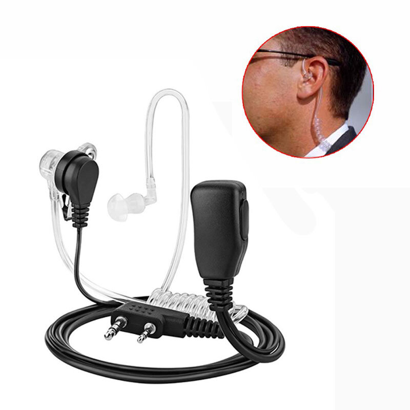 Fone de ouvido PTT MIC de 2 pinos Fone de ouvido intra-auricular com tubo acústico oculto para Kenwood TYT Baofeng UV-5R