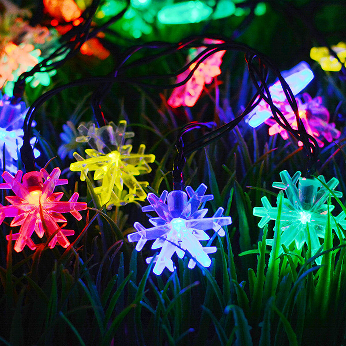6.5m 30 LED Solar Powered Snowflake String Light Christmas Tree Outdoor Decor