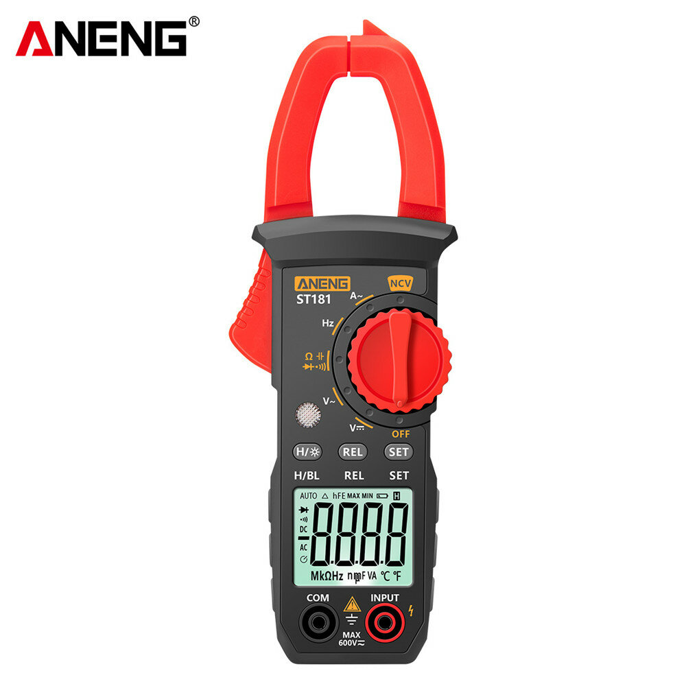 ANENG ST181 Digital Clamp Meter DC/AC Current 4000 Counts Multimeter Ammeter Voltage Tester Car Amp Hz Capacitance NCV O