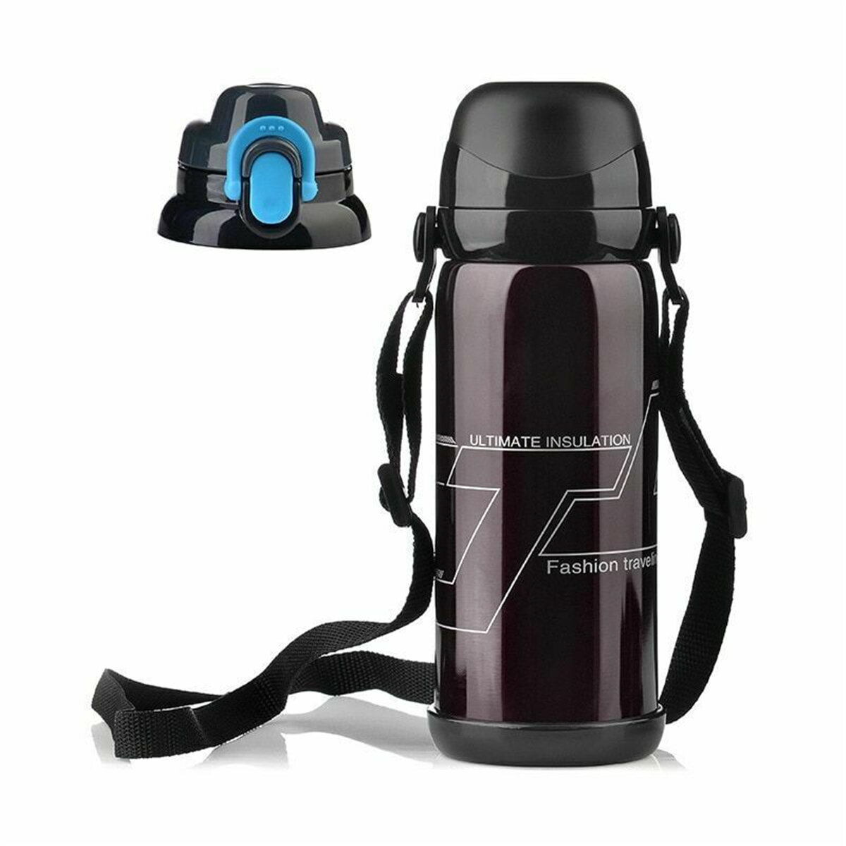 800ML Sports Stainless Steel Water Bottle With Strap Insulated Cup Thermal Vacuum Flask
