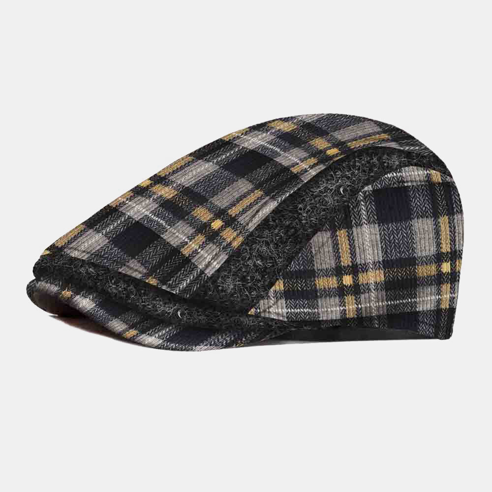 

Collrown Men Adjustable Splicing Plaid Knitted Hat Fashion Casual Cabbie Hat Ivy Hat Newsboy Hat Beret Cap