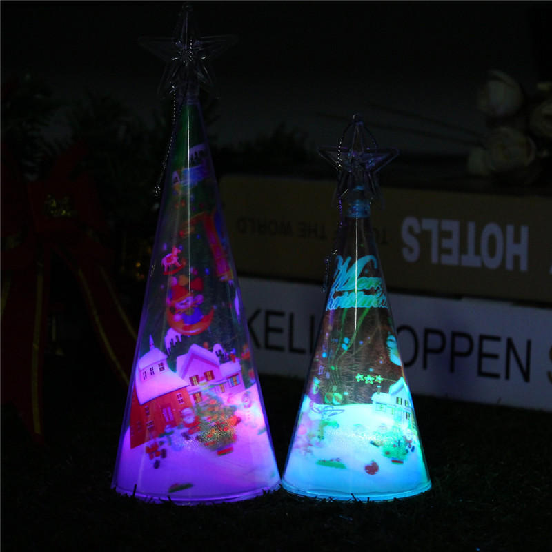 Christmas Party Home Decoration 3D Mini Colorful LED Light Lamp Tree For Kids Children Gift Toys