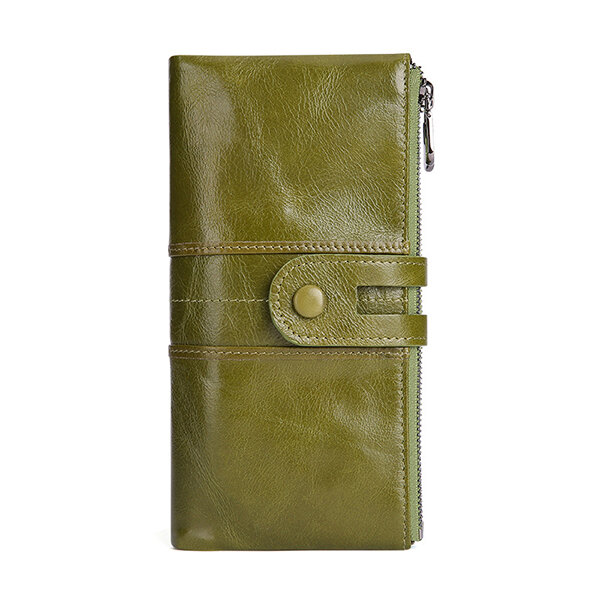 Women Genuine Leather RFID Antimagnetic Long Phone Wallet Card Holder Phone Bag