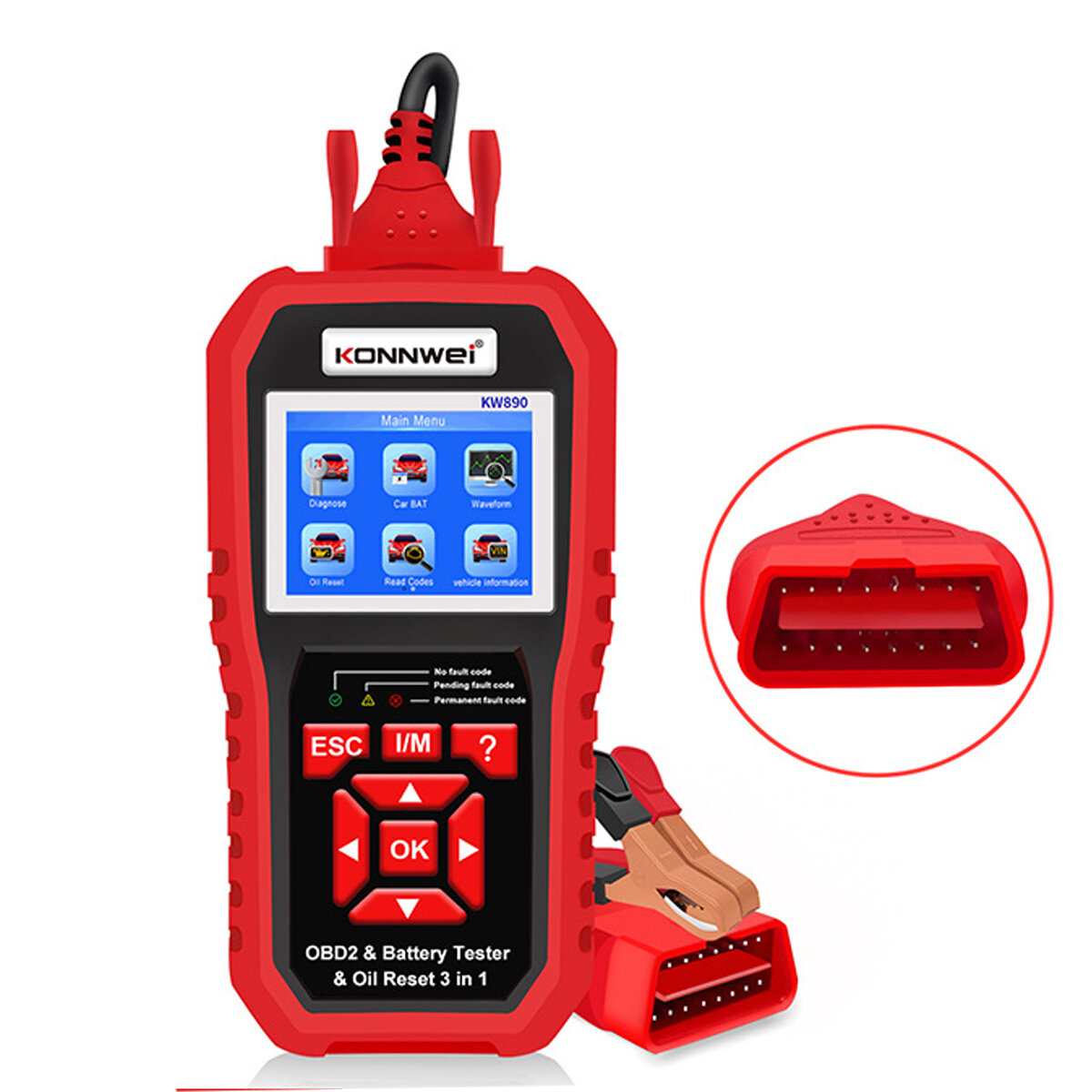 KONNWEI KW890 OBD2 12V Automotive Fault Diagnosis Scanner Instrument Battery Tester Oil Sevice Light Reset for Lead Acid