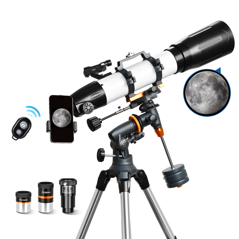 [EU Direct] AOMEKIE A02022 Telescopio Astronómico de 650x90mm para Adultos con montura EQ y adaptador para teléfono. Regalo de juguete para ver estrellas