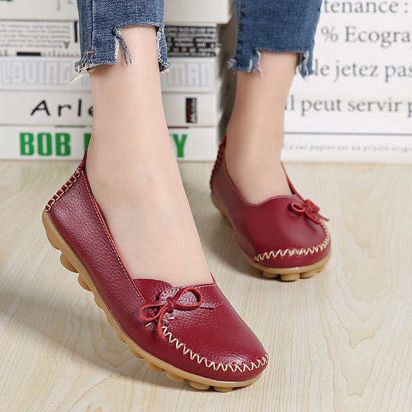 KEESKY Leather Flats Loafers for Women 